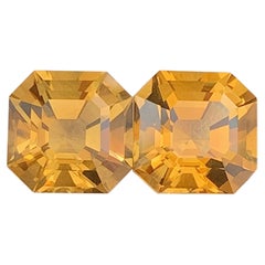 Natural Citrine Pair Loose Gemstone: 10.80 Carat Asscher Cut For Jewelry