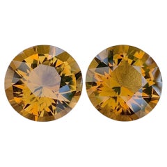 Natural Citrine Pair Loose Gemstone: 18.20 Carat Round Cut For Jewelry