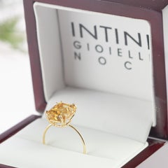 Natural Citrine Quartz Intini Jewels 9 Karat Yellow Gold Cocktail Handmade Ring