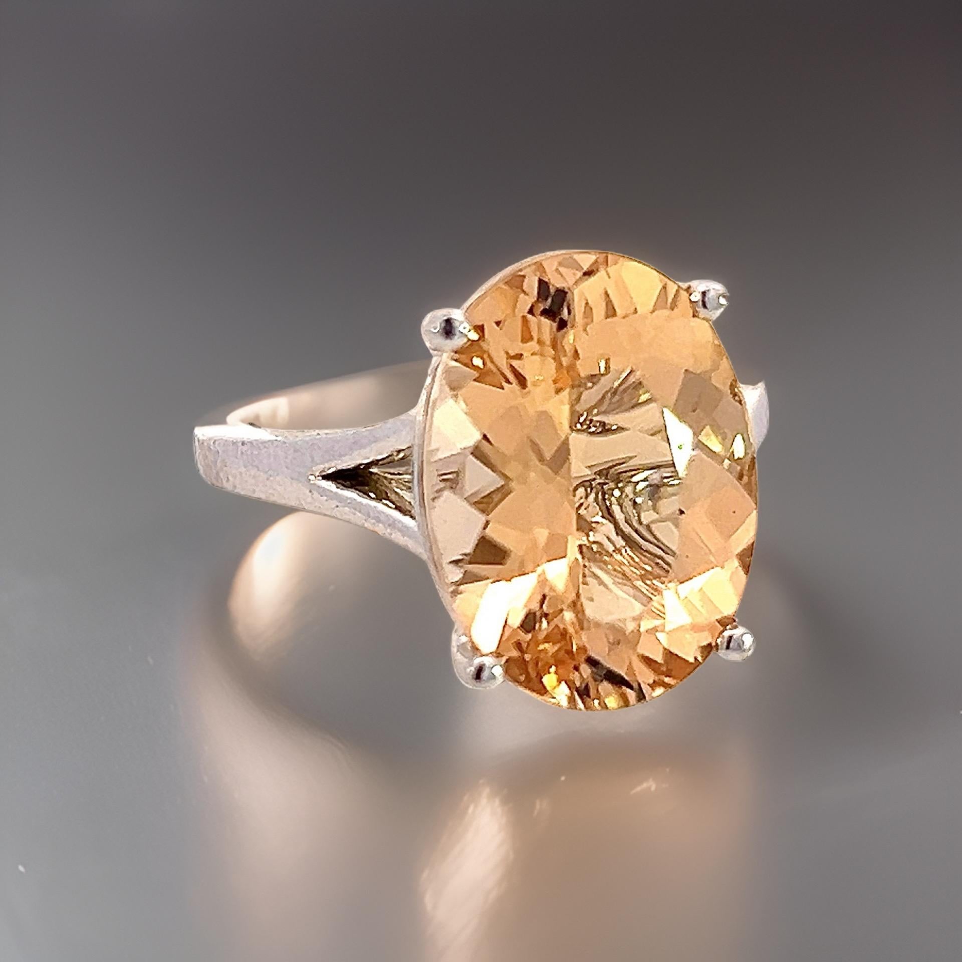 Natural Citrine Ring 6.5 14k W Gold 6.48 Cts Certified For Sale 7