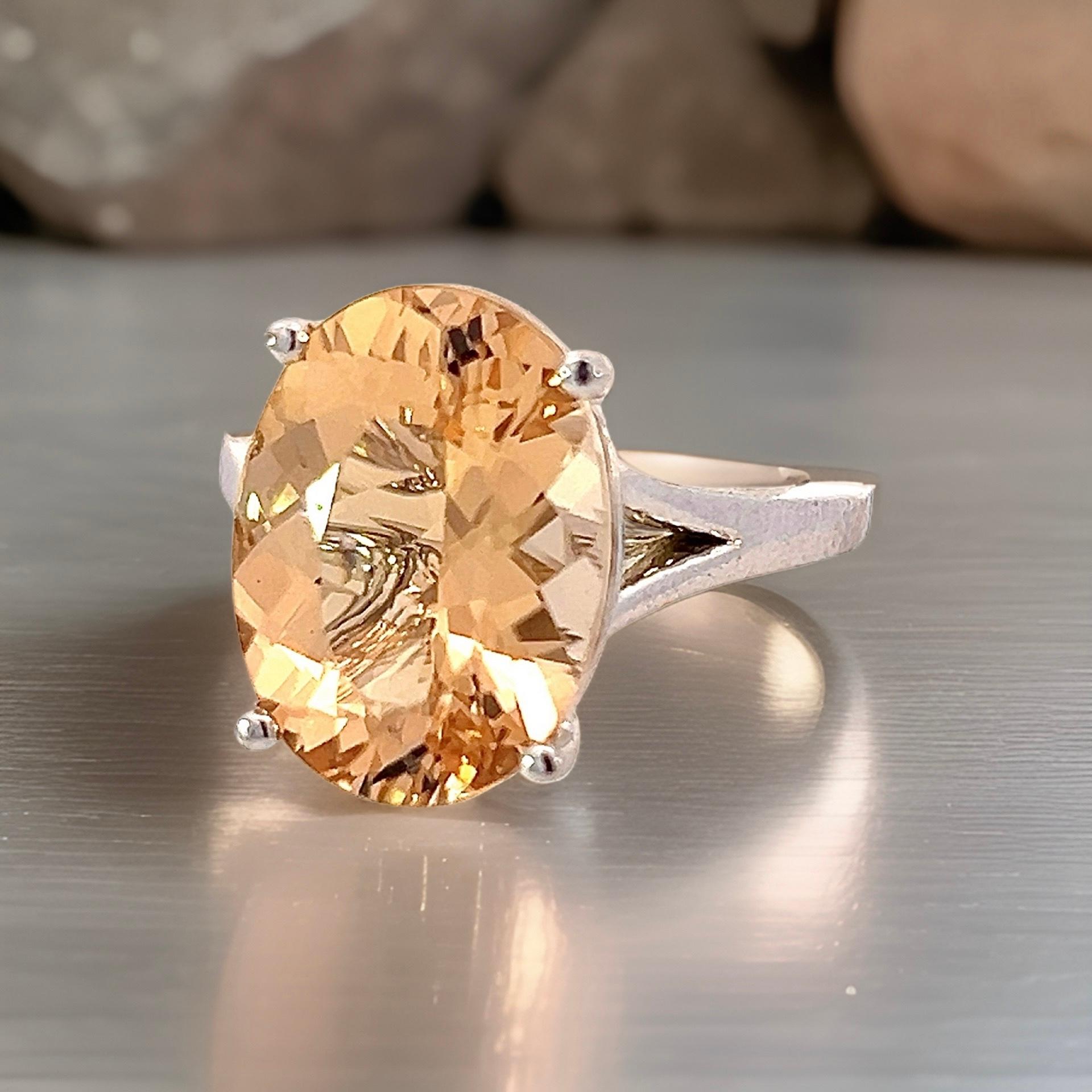 Natural Citrine Ring 6.5 14k W Gold 6.48 Cts Certified For Sale 9