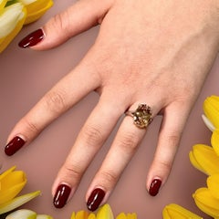 Bague Citrine Naturelle 6.5 Or 14k W 6.48 Cts Certifiée