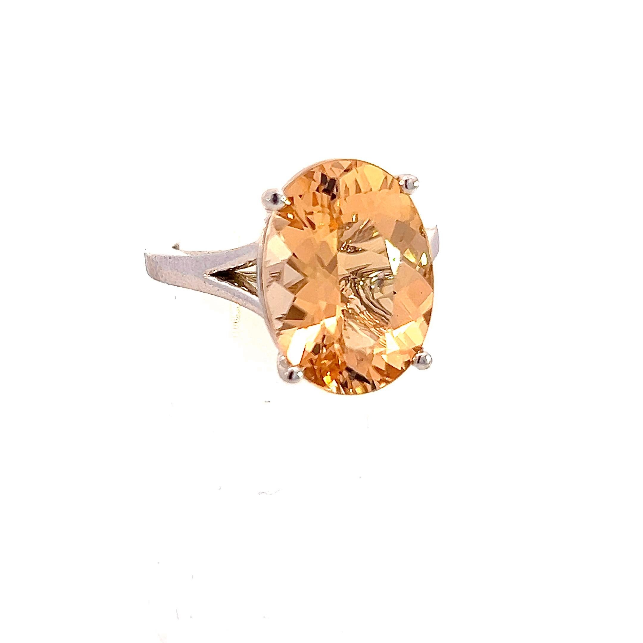 Natural Citrine Ring 6.5 14k W Gold 6.48 Cts Certified For Sale 3