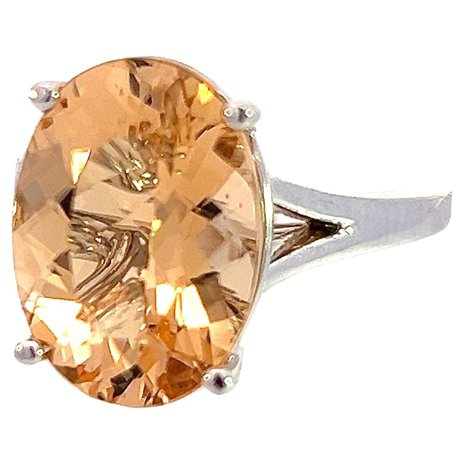 Natural Citrine Ring 6.5 14k W Gold 6.48 Cts Certified For Sale