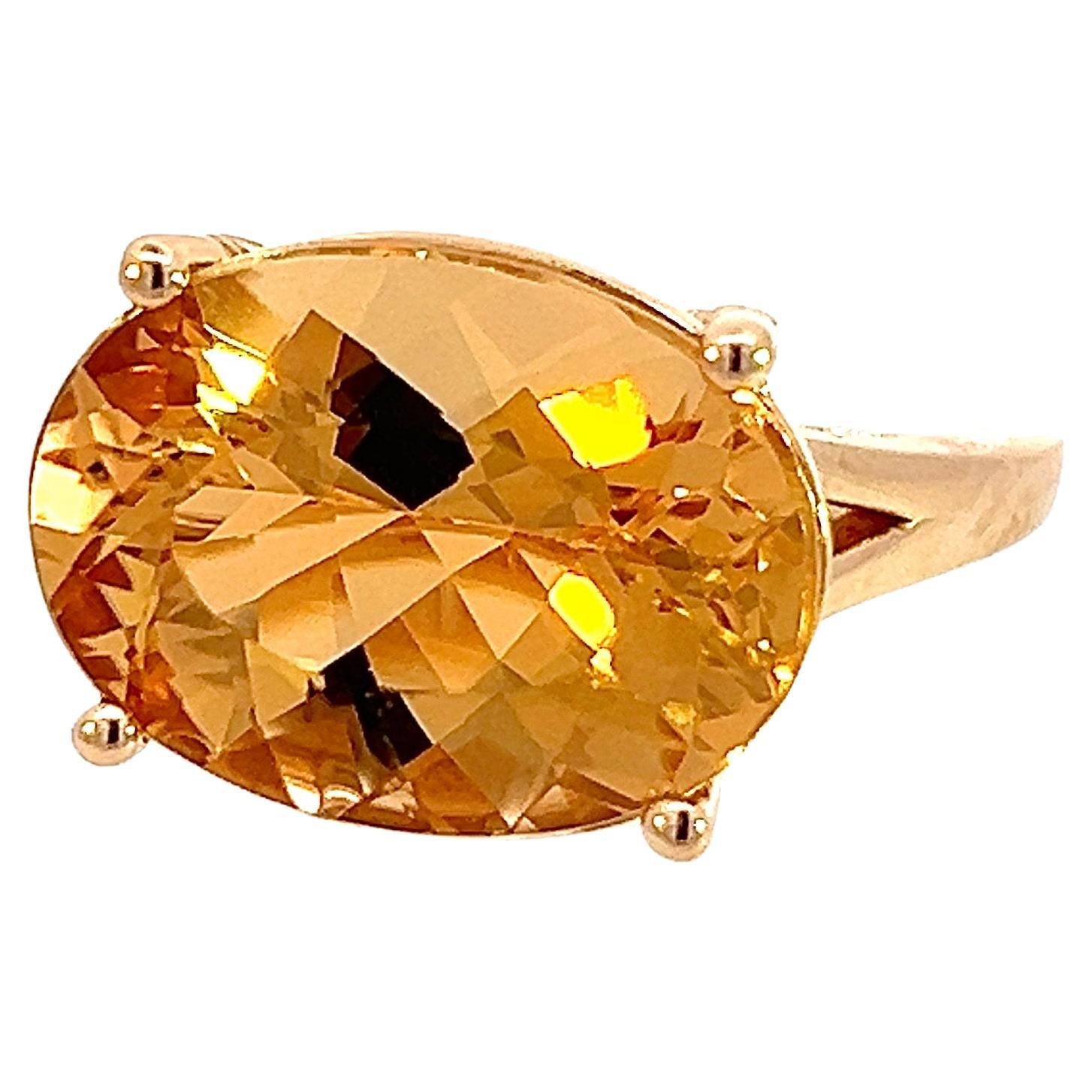 Bague en or 14 carats certifiée 5,47 carats de citrine naturelle 6,5 en vente