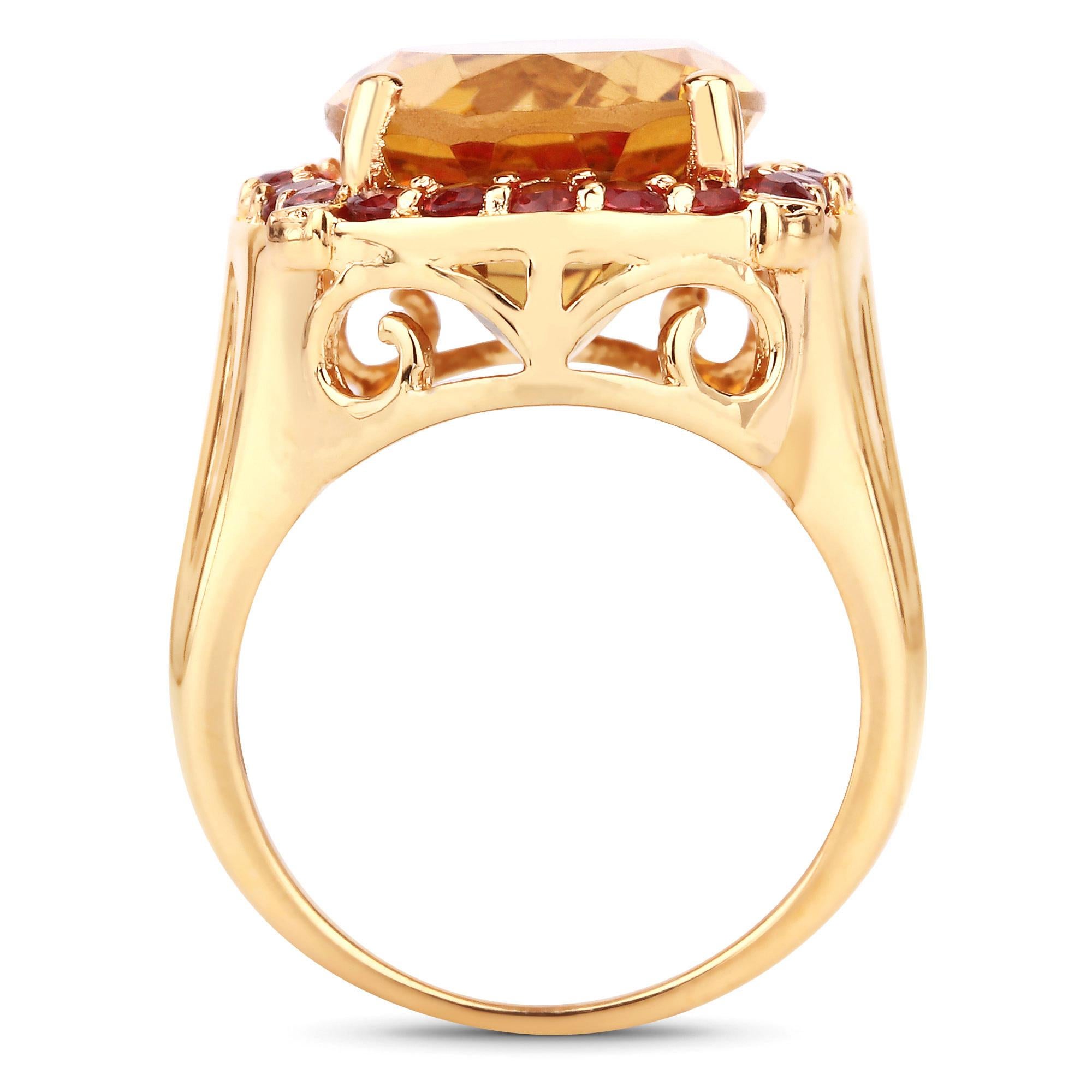 It comes with the appraisal by GIA GG/AJP
Citrine = 8.50 Carat
Cut: Oval
Dimensions: 16 x 12 mm
Sapphire = 0.90 Carats
Sapphires Quantity: 22
Metal: Sterling Silver
14K Yellow Gold Plated
Ring Size: 7* US
*It can be resized complimentary