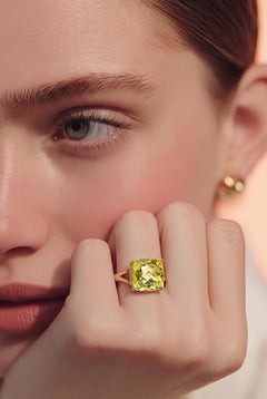 Bague solitaire en citrine naturelle, taille 6,5, or 14 carats, 4,39 carats, certifiée