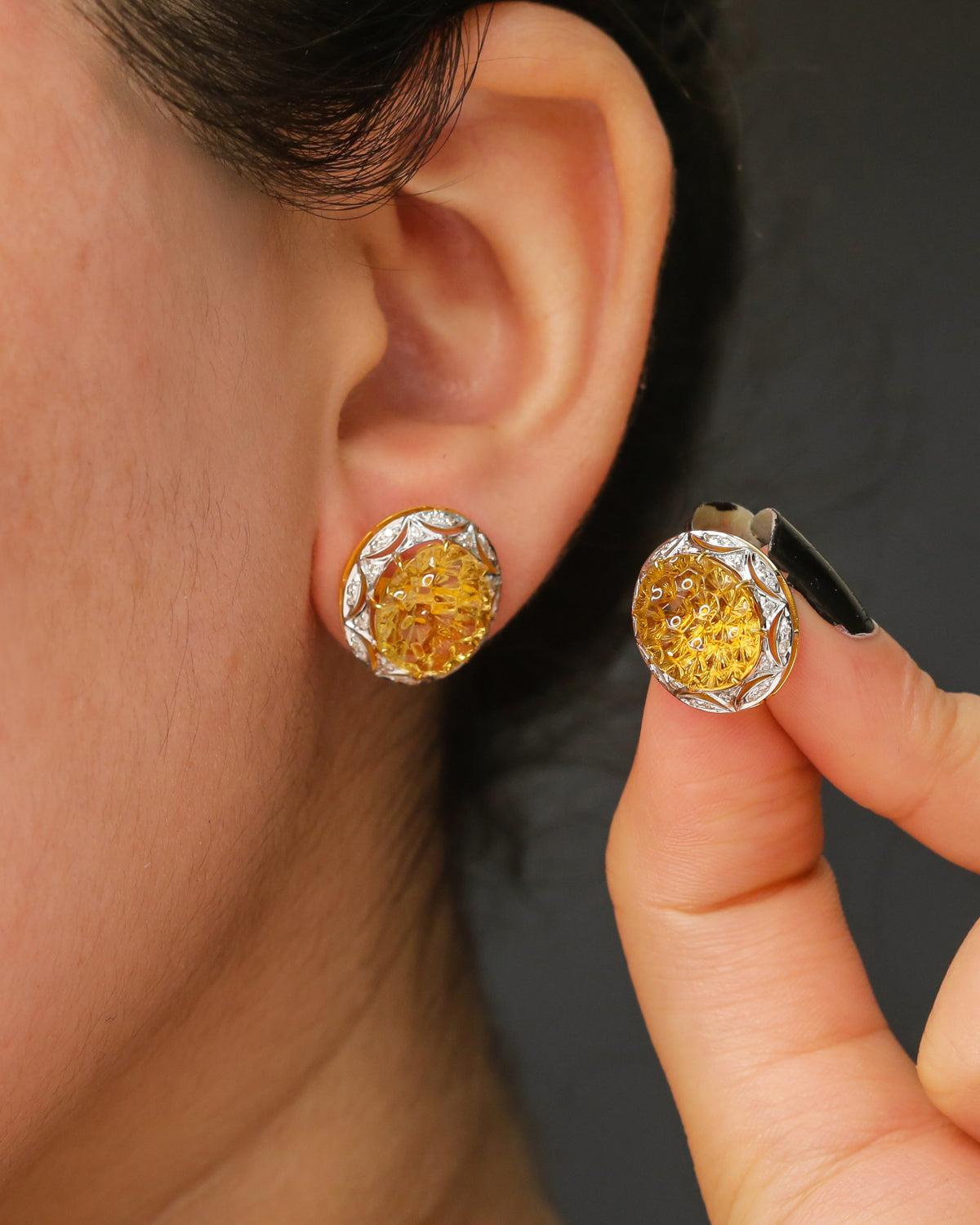 Women's Natural Citrine Stud Earrings in 14K For Sale