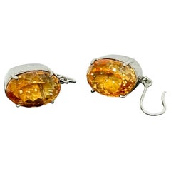 Gemme naturali Citrino giallo A+ Lustro Orecchini a filo in argento sterling pendenti