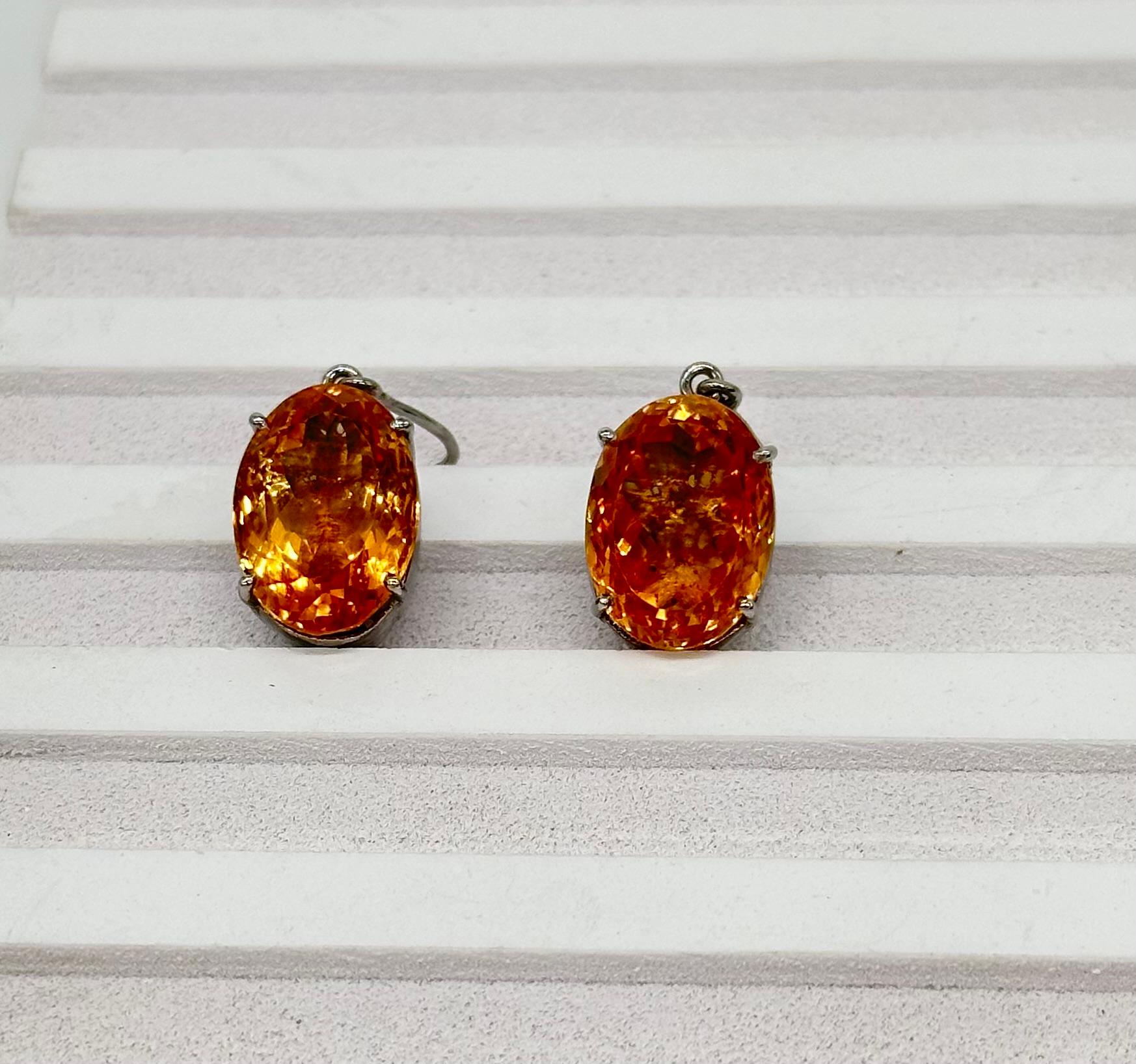 Women's Natural Citrine yellow gemstones A+ Lustre sterling silver wire earrings dangler For Sale