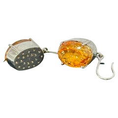 Natural Citrine yellow gemstones A+ Lustre sterling silver wire earrings dangler