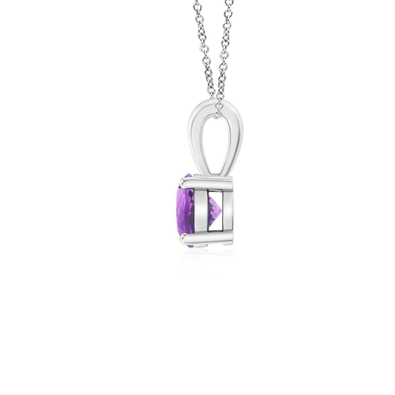 Modern Natural Classic Round 0.25ct Amethyst Solitaire Pendant in Platinum For Sale