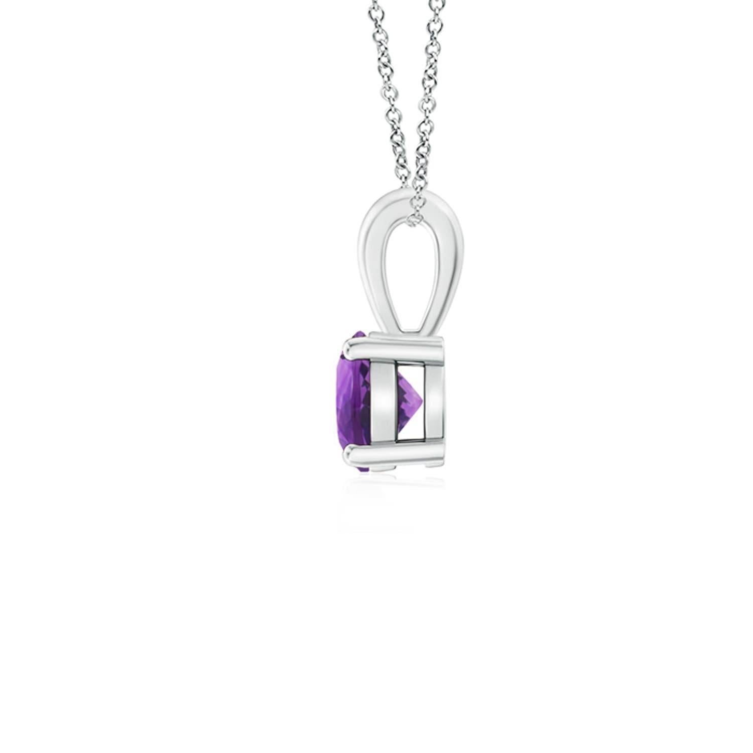 Modern Natural Classic Round 0.25ct Amethyst Solitaire Pendant in Platinum For Sale