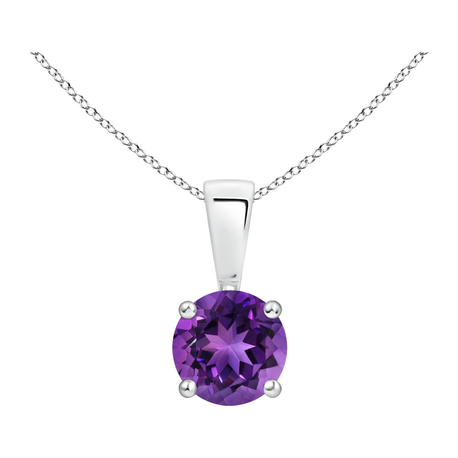 Natürlicher Classic Round 0,45ct Amethyst Solitaire Anhänger in Platin