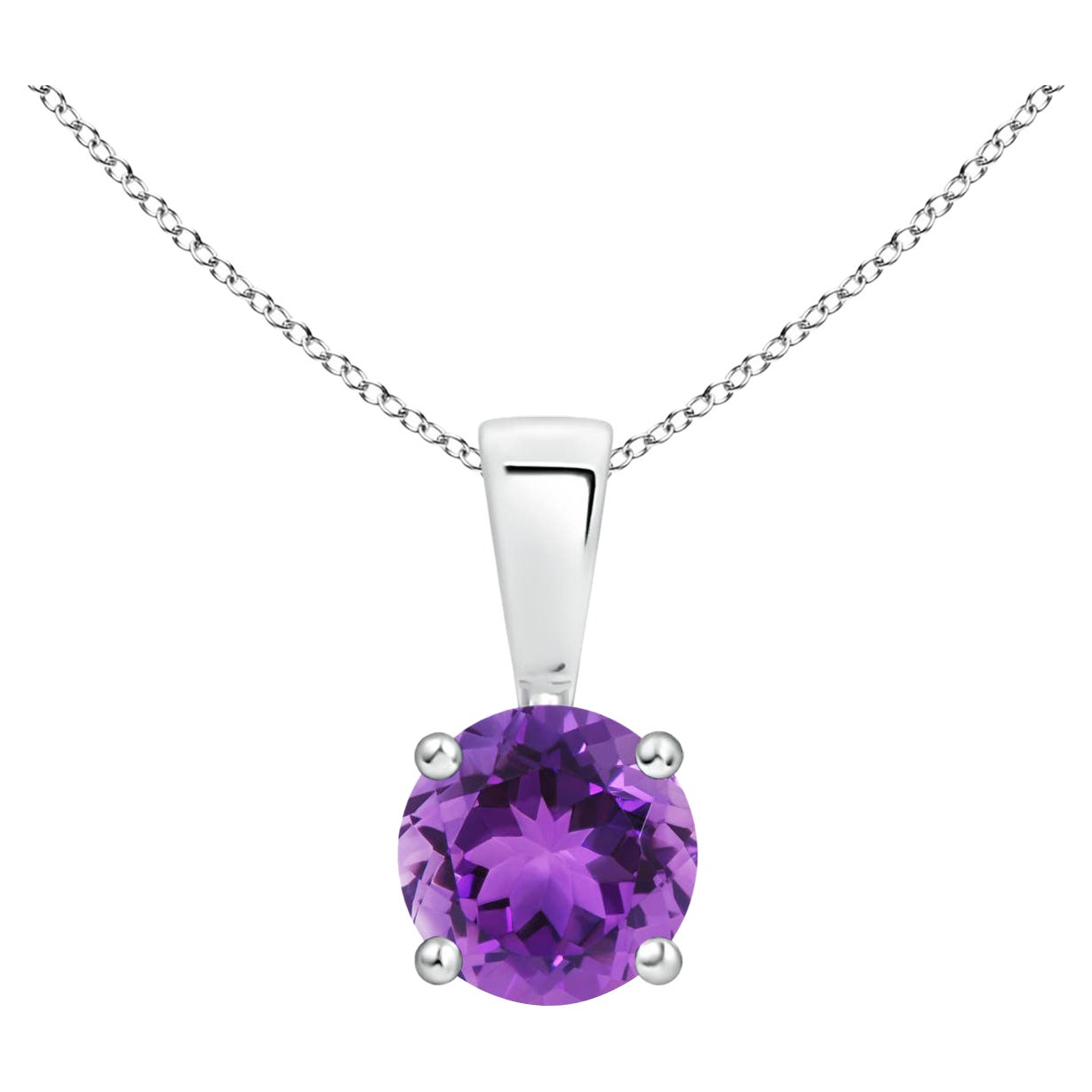 Natürlicher Classic Round 0.45ct Amethyst Solitaire Anhänger in Platin