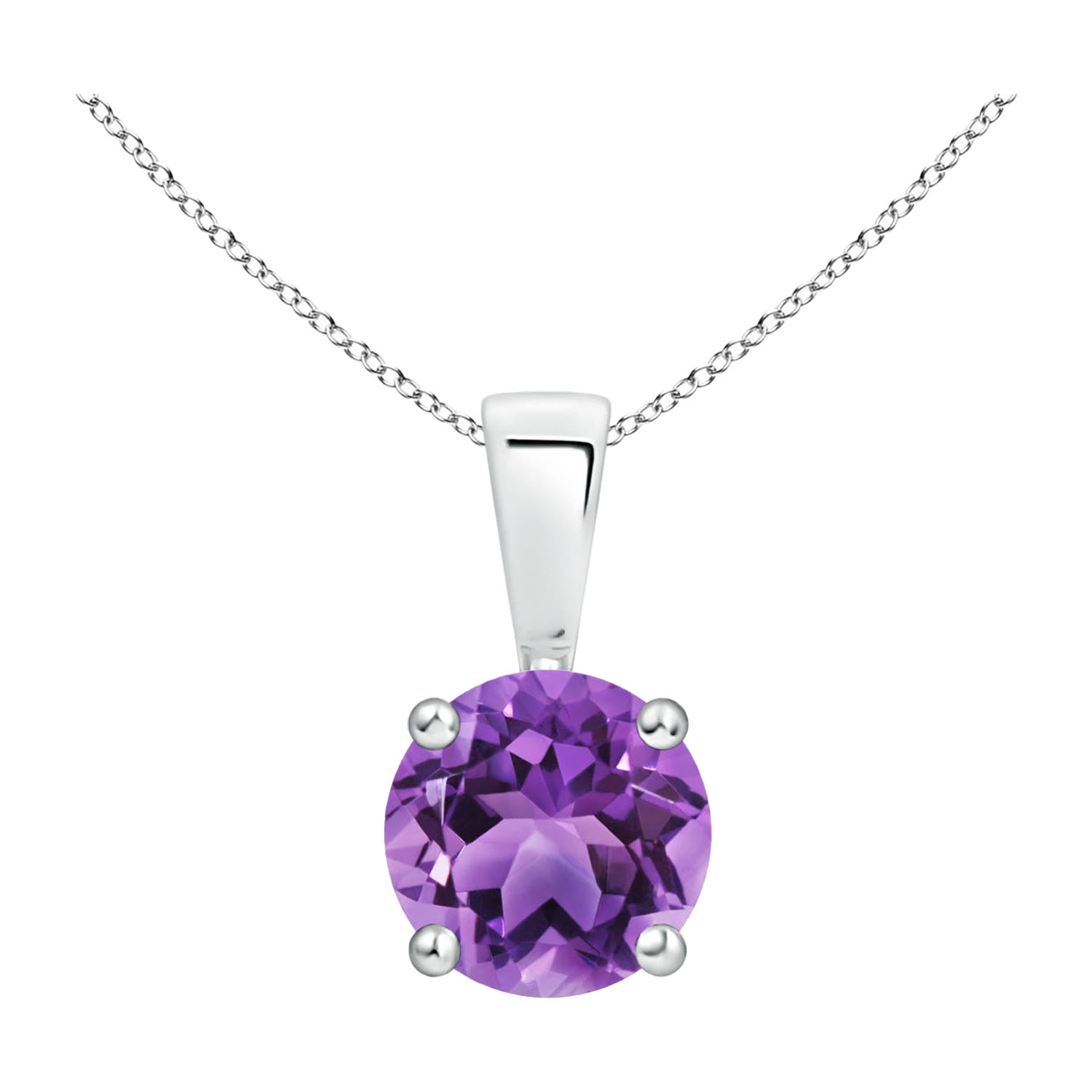 Natürlicher Classic Round 0.80ct Amethyst Solitaire Anhänger in Platin