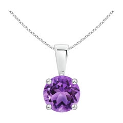 Natürlicher Classic Round 0.80ct Amethyst Solitaire Anhänger in Platin