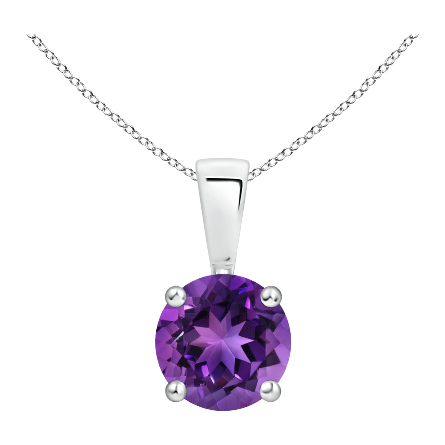 Natürlicher Classic Round 0,80ct Amethyst Solitaire Anhänger in Platin im Angebot