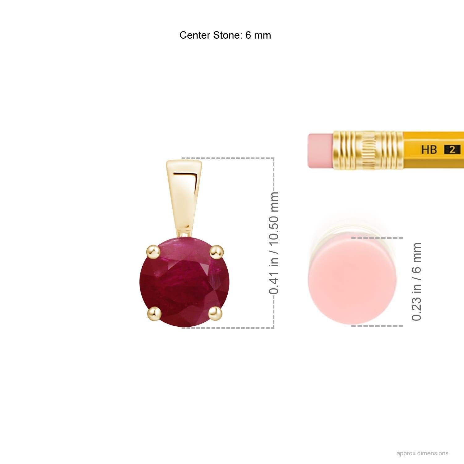 Moderne Pendentif solitaire en or jaune 18 carats, Nature Classic Round 1 ct Ruby en vente