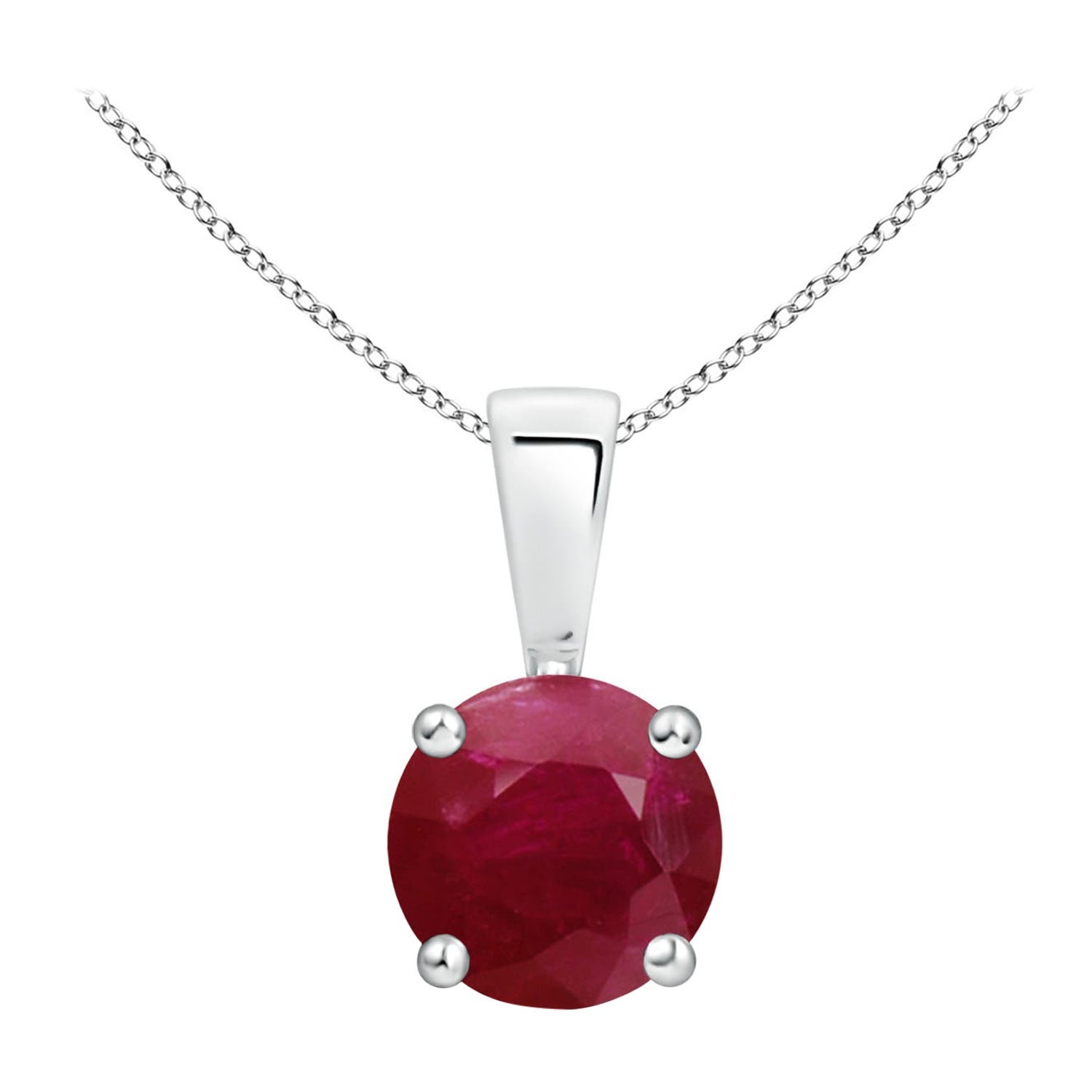 Natural Classic Round 1 ct Ruby Solitaire Pendant in Platinum