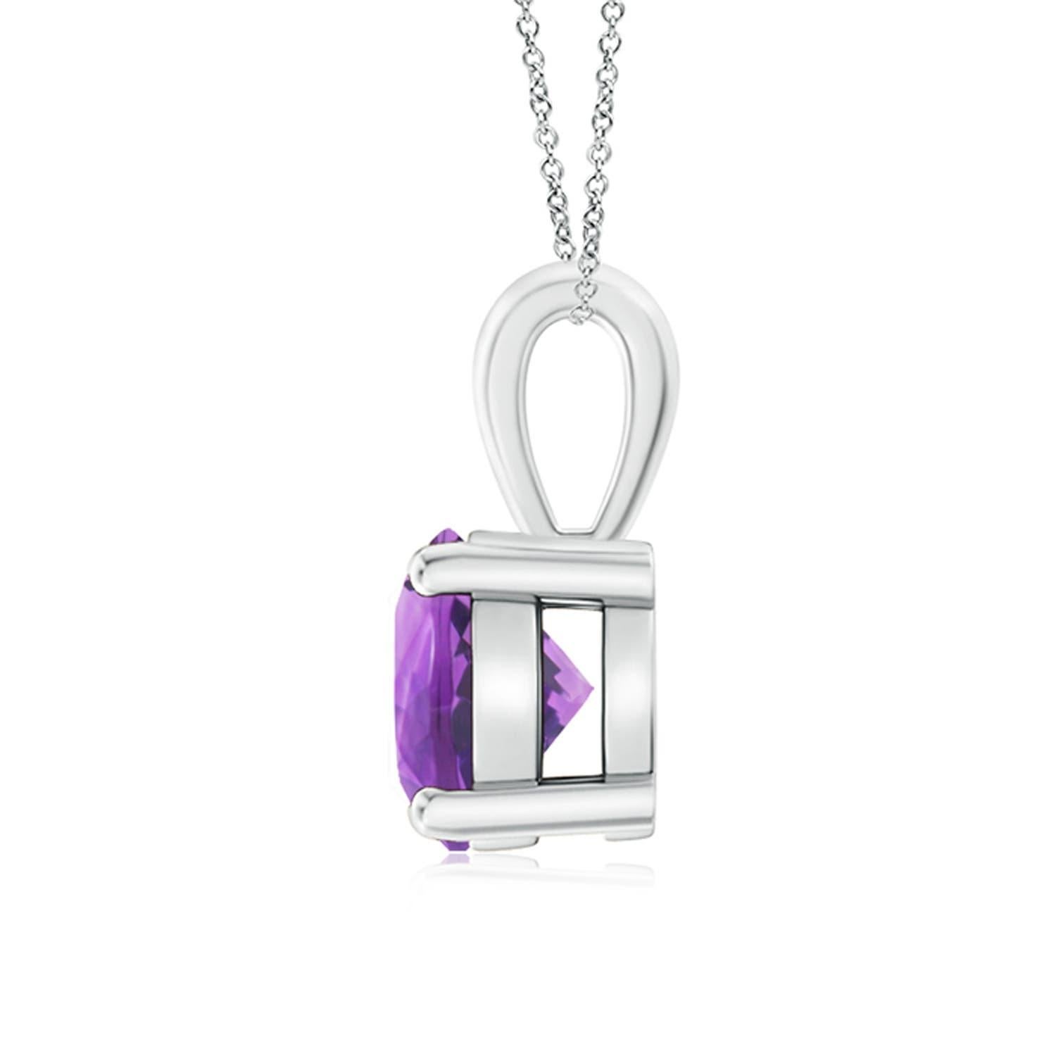 Modern Natural Classic Round 1.15ctAmethyst Solitaire Pendant in Platinum For Sale