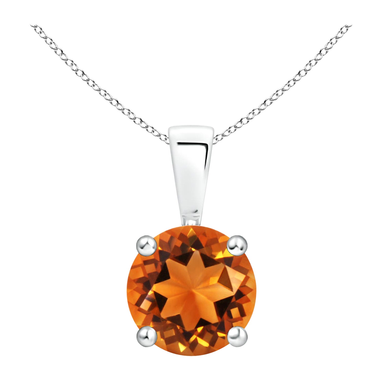Natürlicher Classic Round 1,25 ct Citrin Solitaire Anhänger in 14K Weißgold