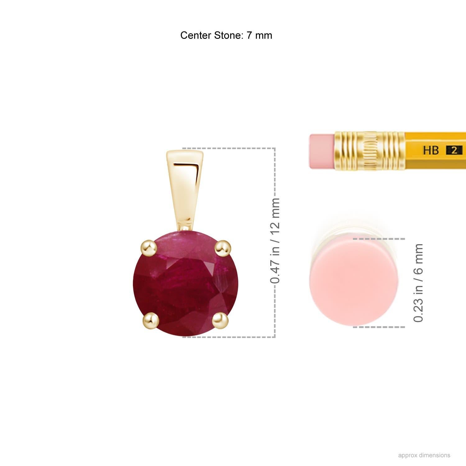 Colgante Solitario de Rubí Clásico Natural Redondo de 1,4 ct en Oro Amarillo de 18 quilates Moderno en venta