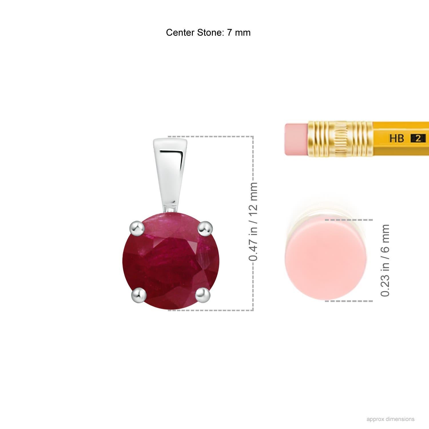 Colgante solitario de rubí clásico natural redondo de 1,4 ct en plata de ley 925 Moderno en venta