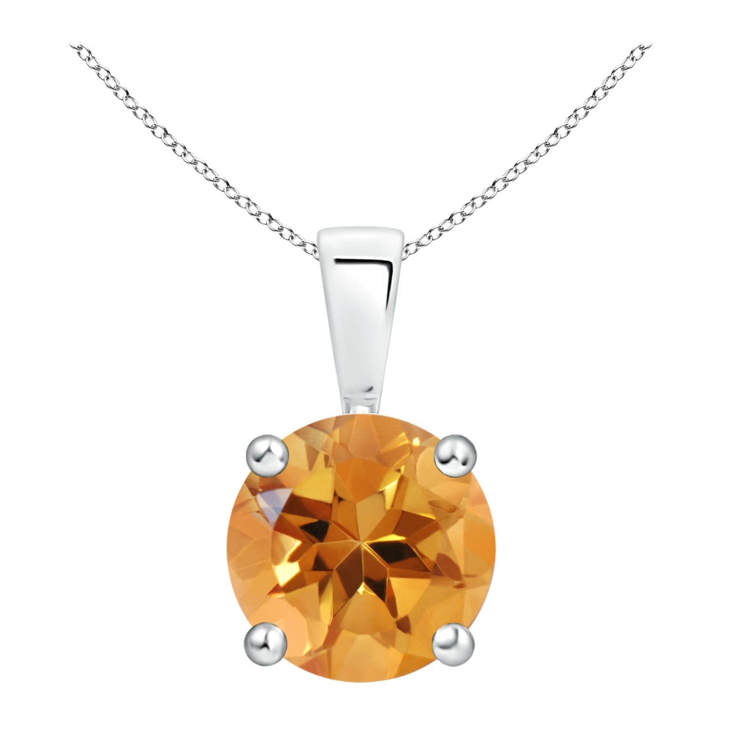 Natürlicher Classic Round 1,7 ct Citrin Solitaire Anhänger in 14K Weißgold