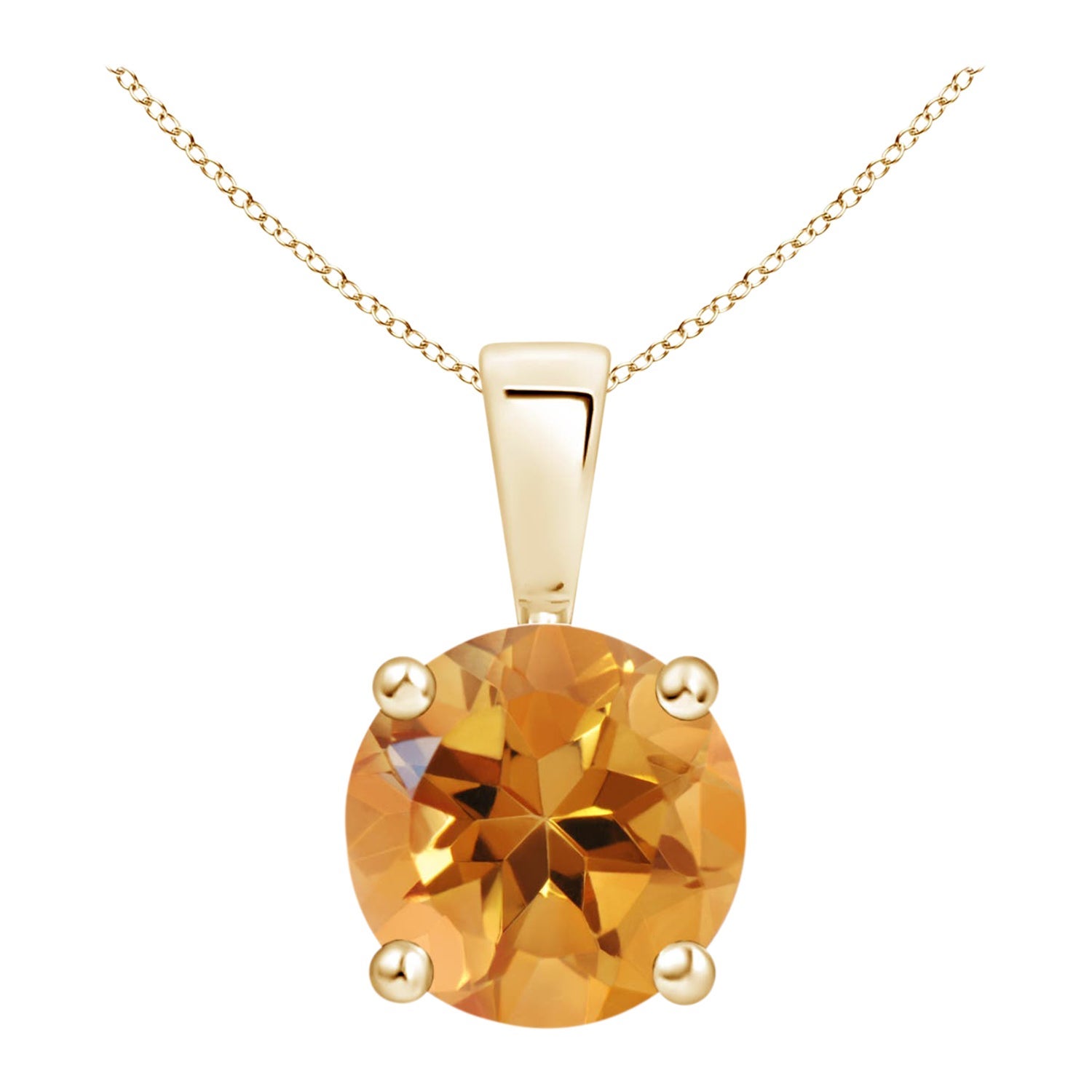 Natürlicher Classic Round 1,7 ct Citrin Solitaire Anhänger in 14K Gelbgold im Angebot