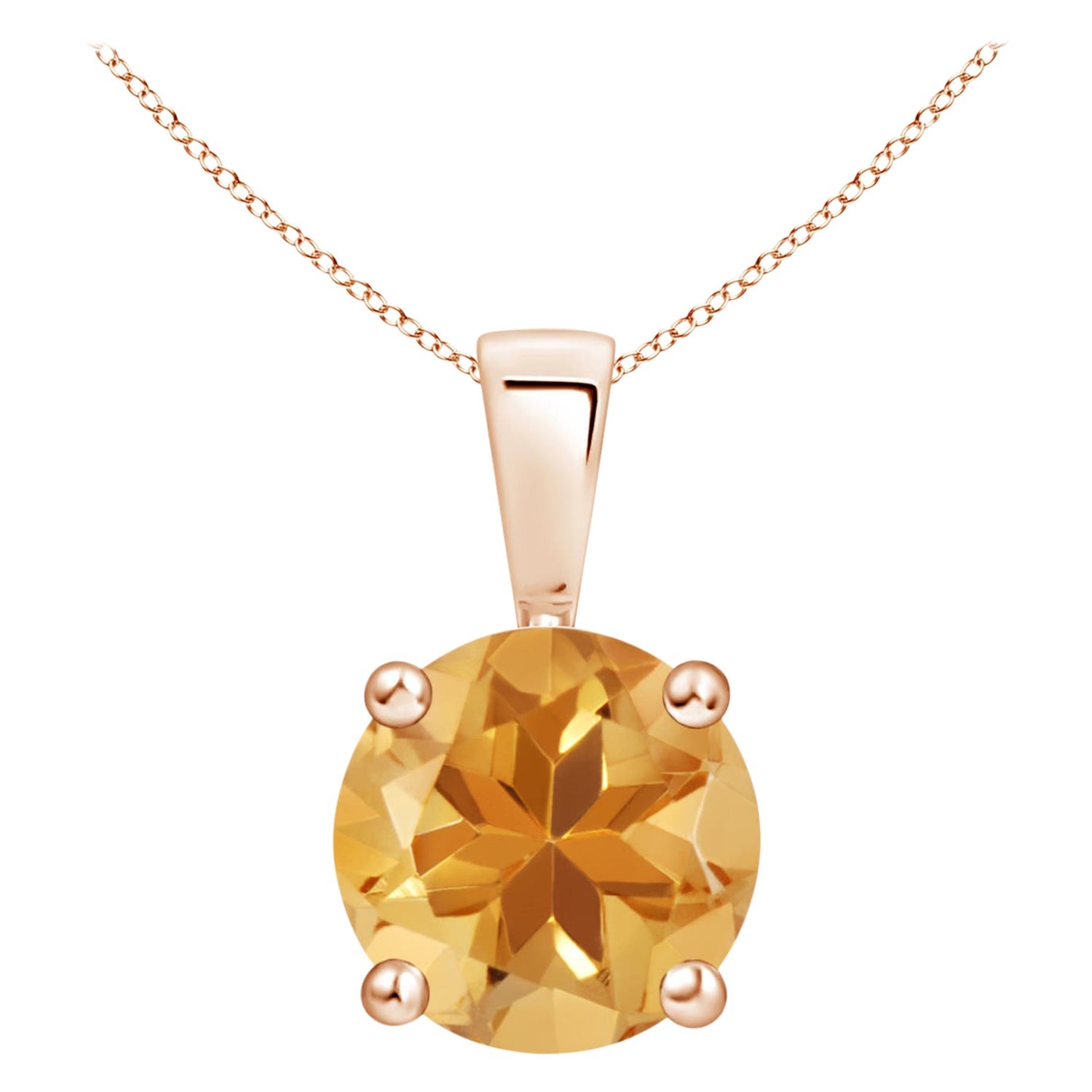 Natürlicher Classic Round 1,7 ct Citrin Solitaire Anhänger in 18K Rose Gold