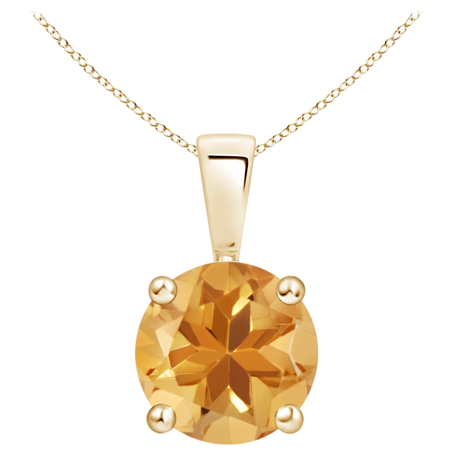 Natürlicher Classic Round 1,7 ct Citrin Solitaire Anhänger in 18K Gelbgold