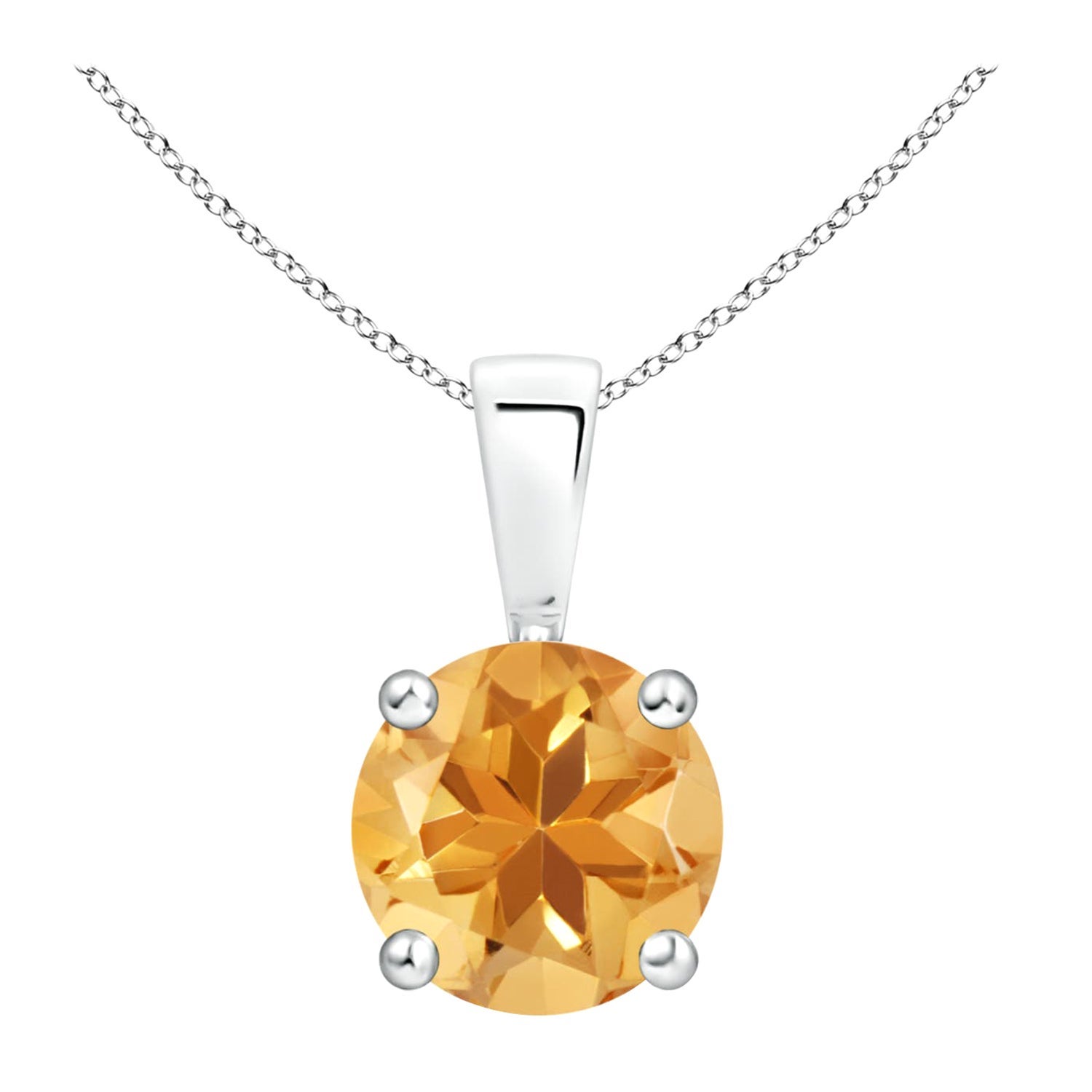 Natürlicher Classic Round 1,7 ct Citrin Solitaire Anhänger in Platin