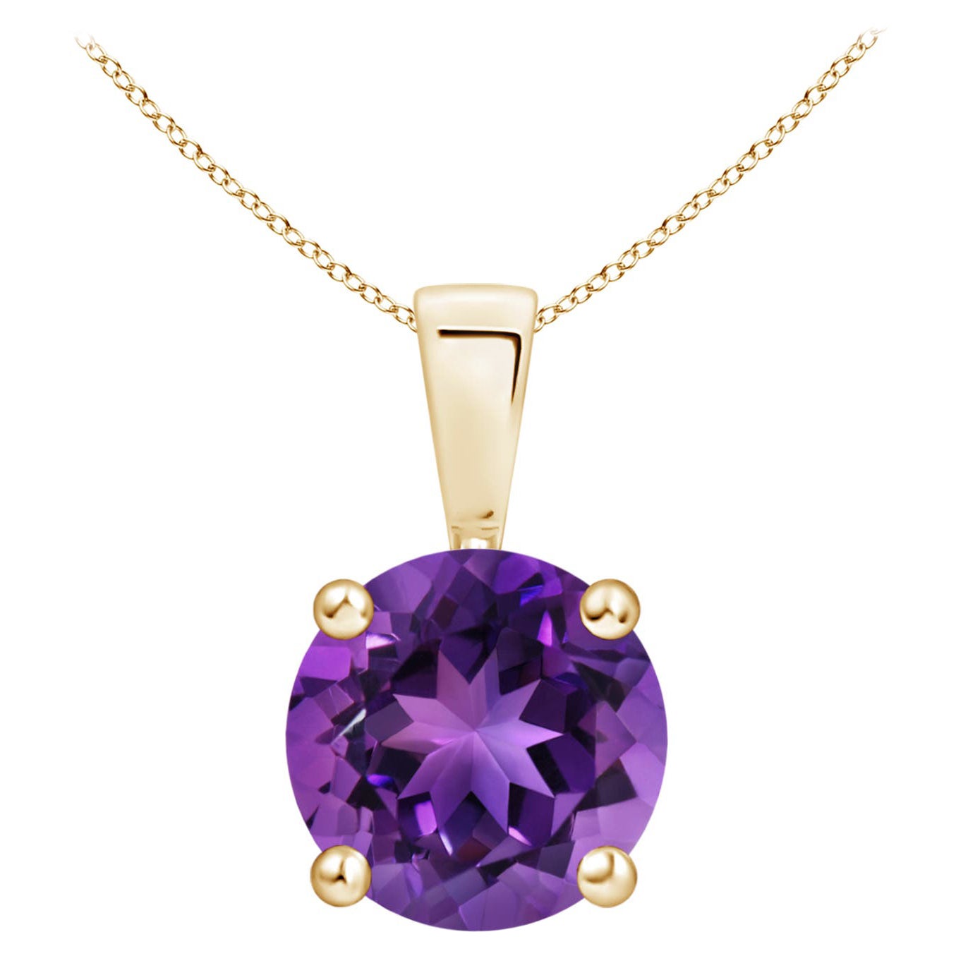 Natürlicher Classic Round 1.7ctAmethyst Solitaire Anhänger in 14K Gelbgold im Angebot