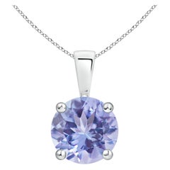 Pendentif solitaire en or blanc 14 carats Tanzanite Nature Classic ronde 1,8 ct