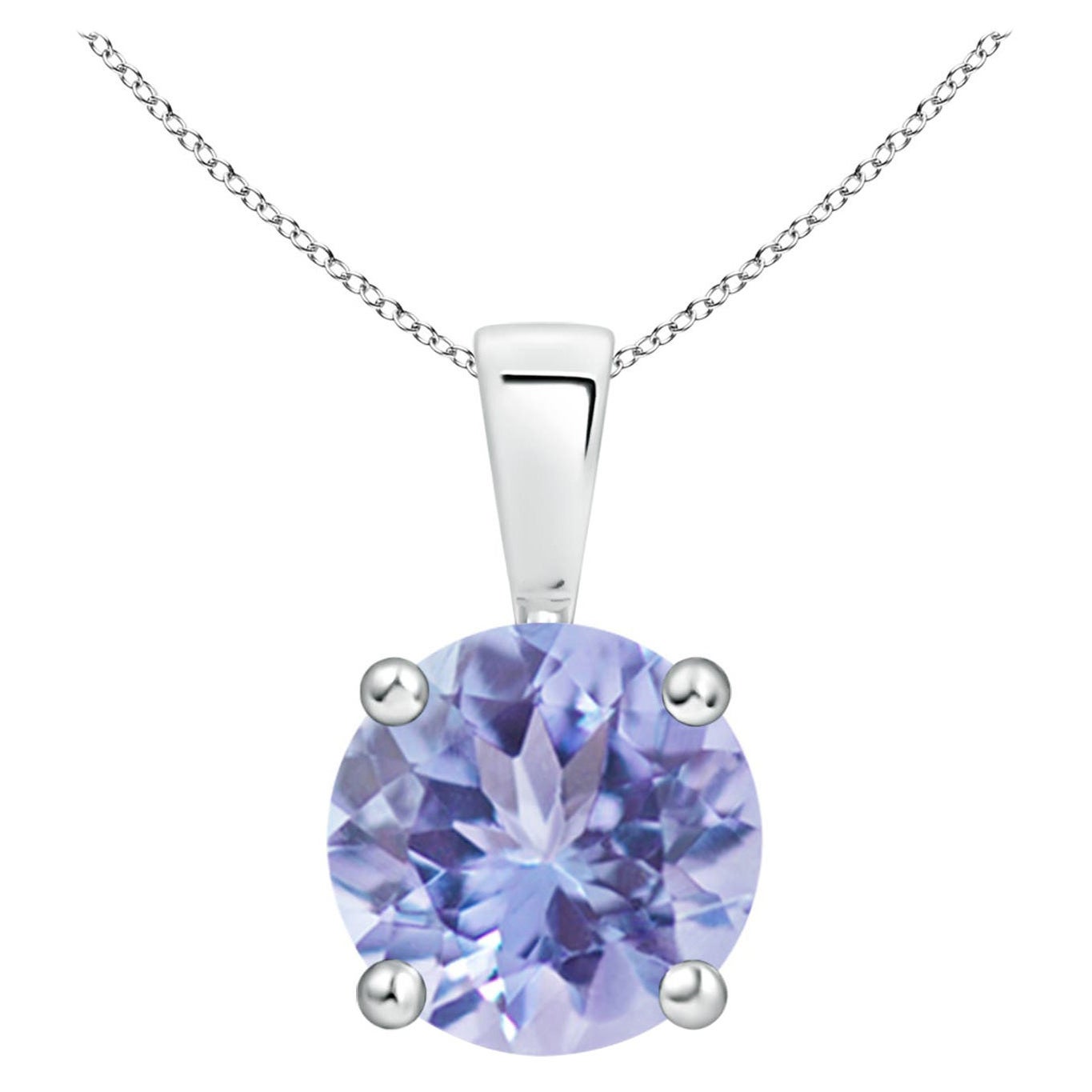 Pendentif classique en platine avec solitaire en tanzanite de 1,8 ct, de forme ronde et naturelle