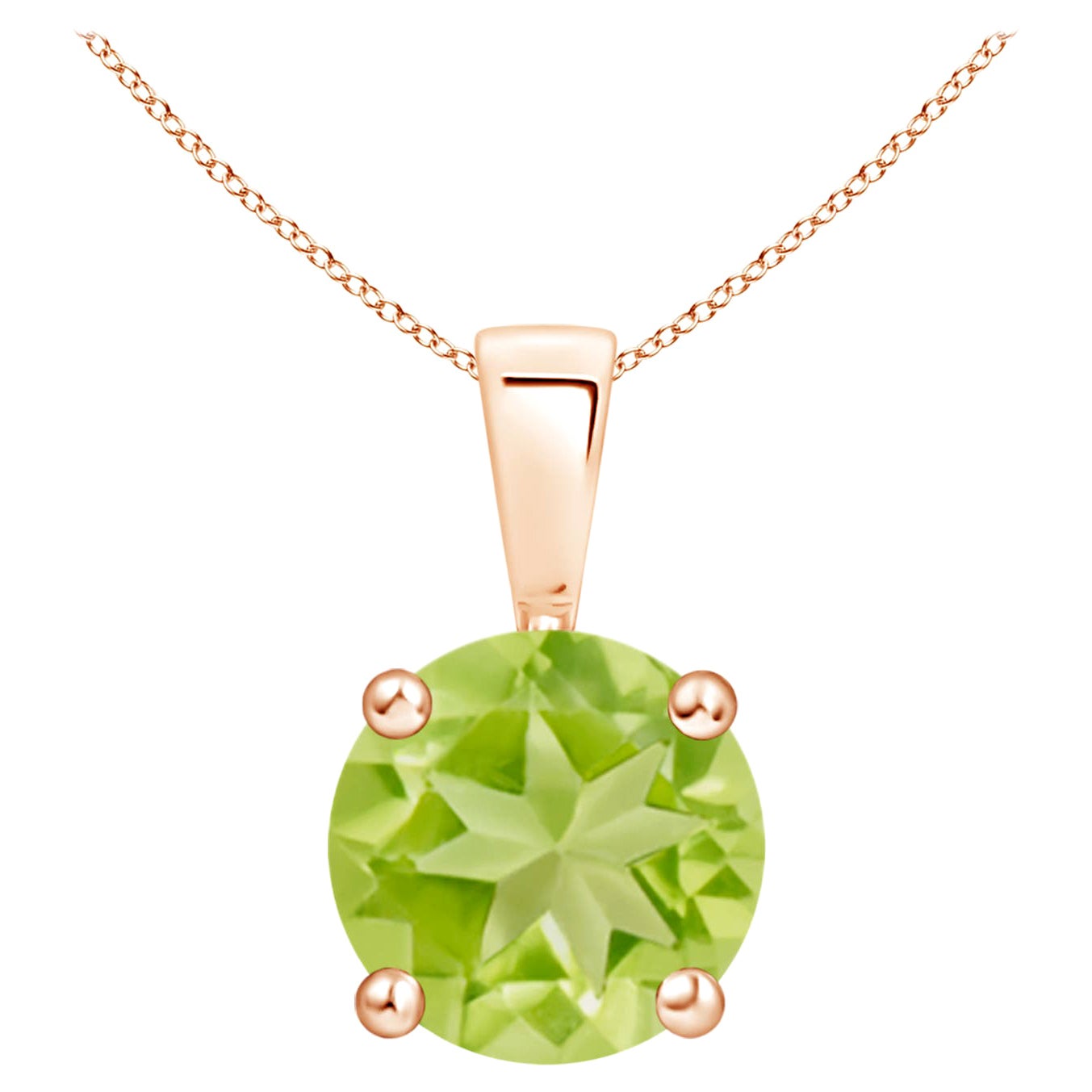 Natural Classic Round 2 ct Peridot Solitaire Pendant in 14K Rose Gold