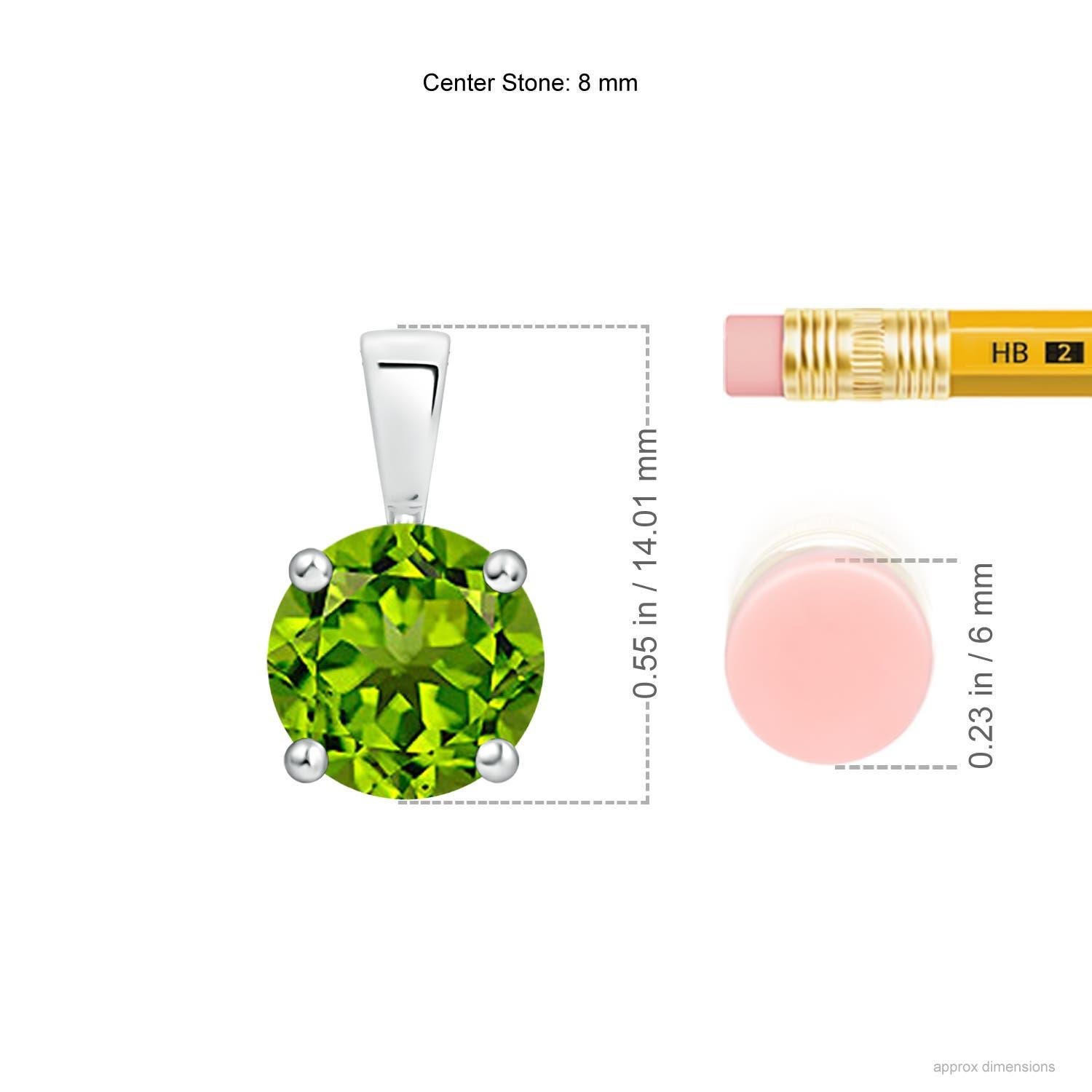 Moderno Ciondolo classico naturale con solitario di peridoto da 2 carati in argento 925 A. Silver in vendita