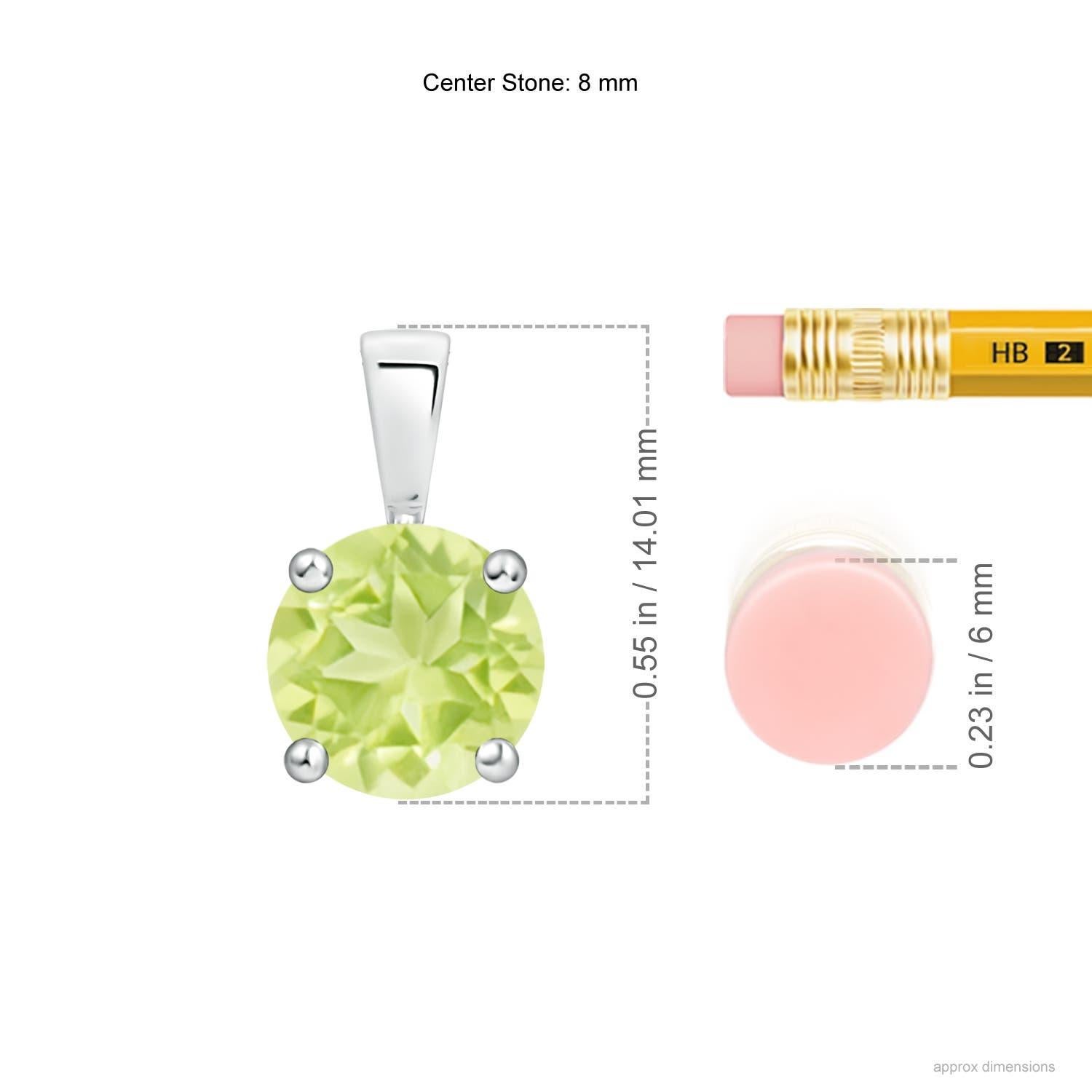Moderne Nature Classic Pendentif solitaire en péridot rond 2 ct en platine en vente