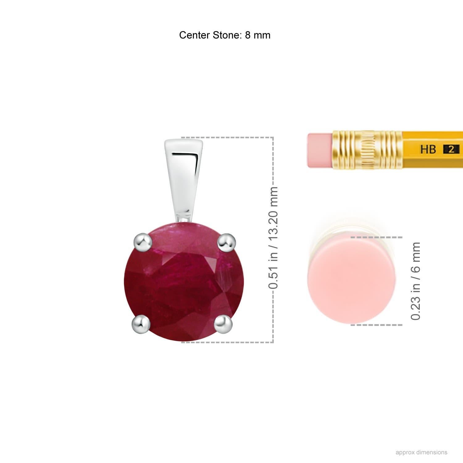 Moderno Ciondolo classico naturale con solitario di rubino da 2,1 carati in argento 925 A. Silver in vendita