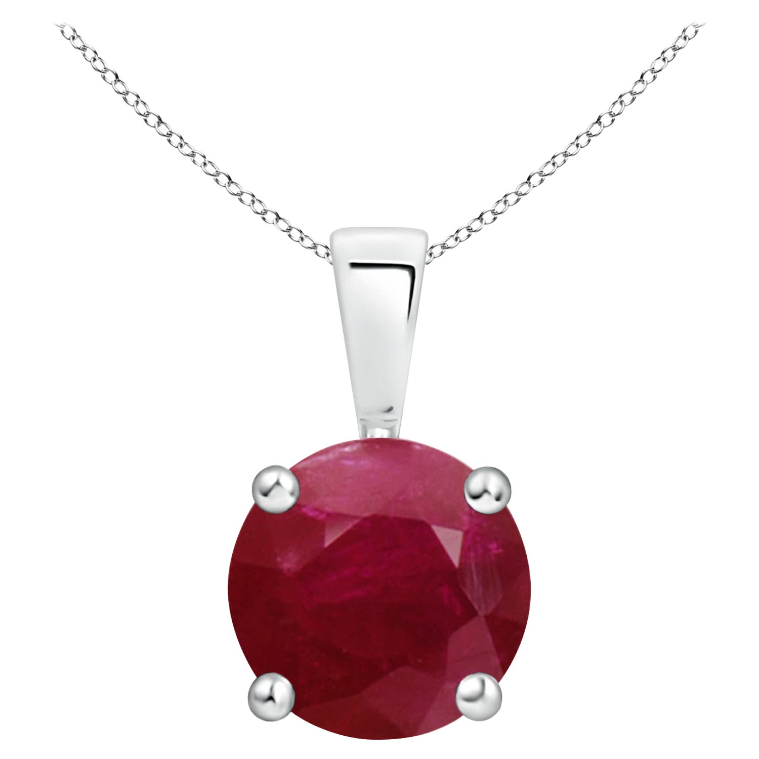 Natural Classic Round 2.1 ct Ruby Solitaire Pendant in Platinum