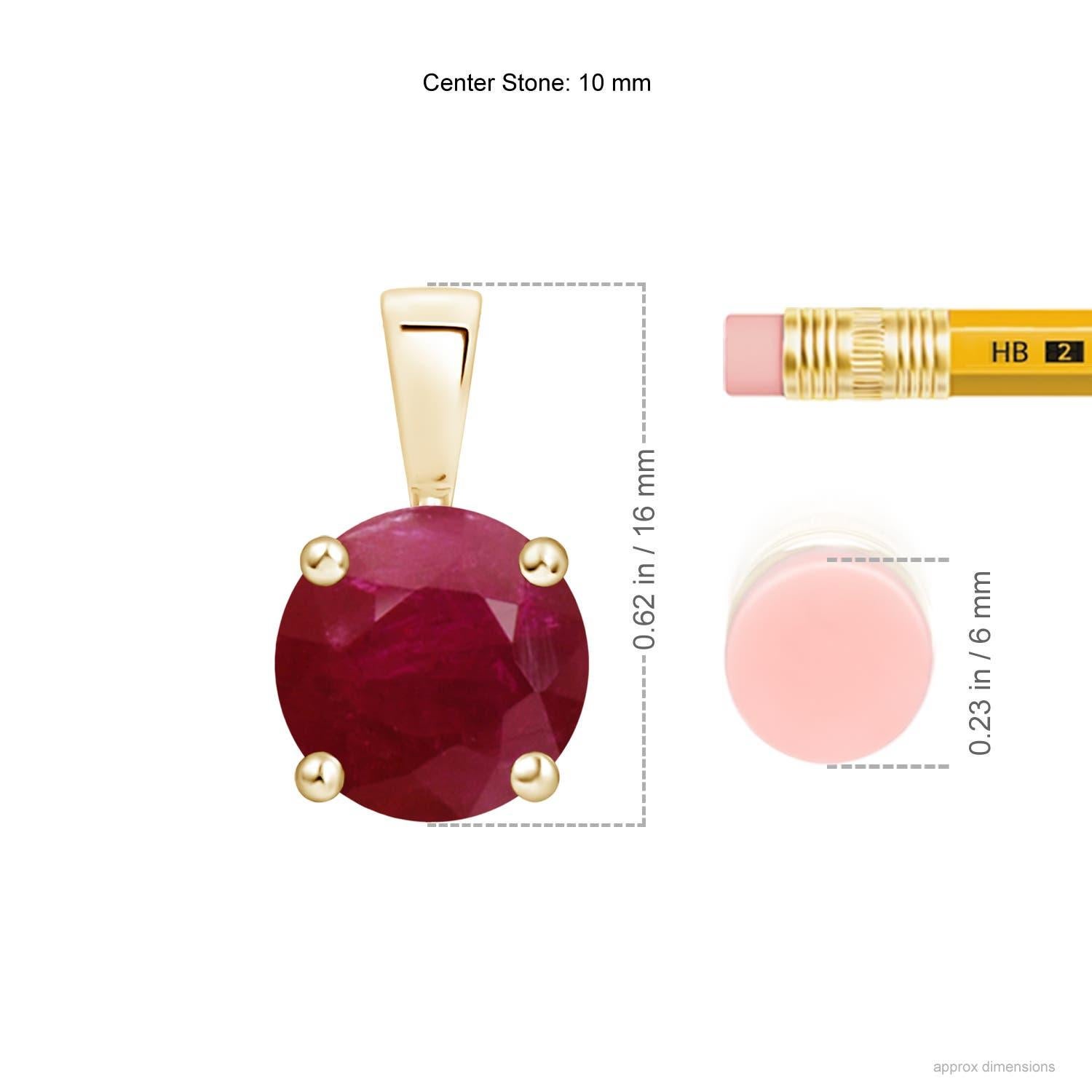 Colgante Solitario de Rubí Clásico Natural Redondo de 4,5 ct en Oro Amarillo de 14K Moderno en venta
