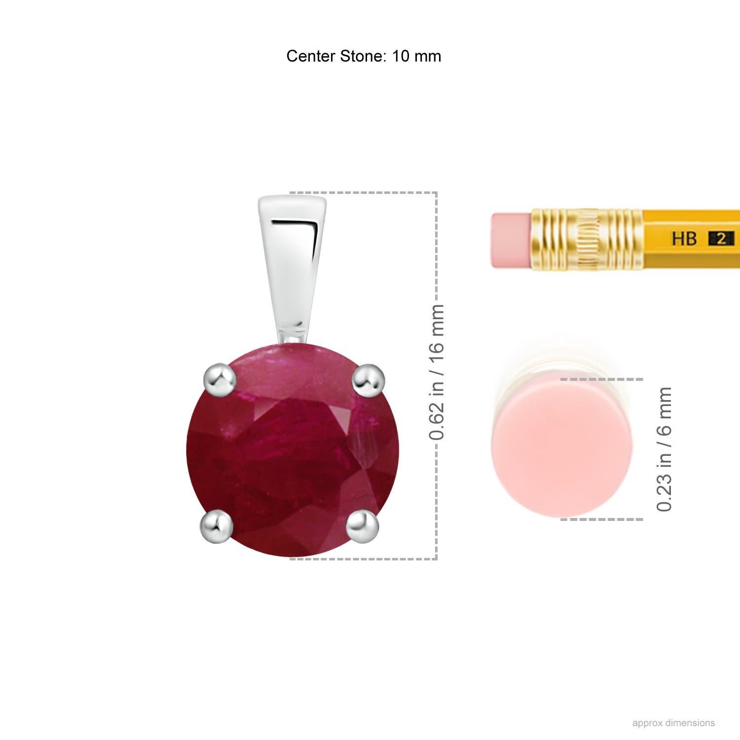 Moderne Pendentif classique en platine avec un solitaire en rubis rond de 4,5 ct Naturel en vente