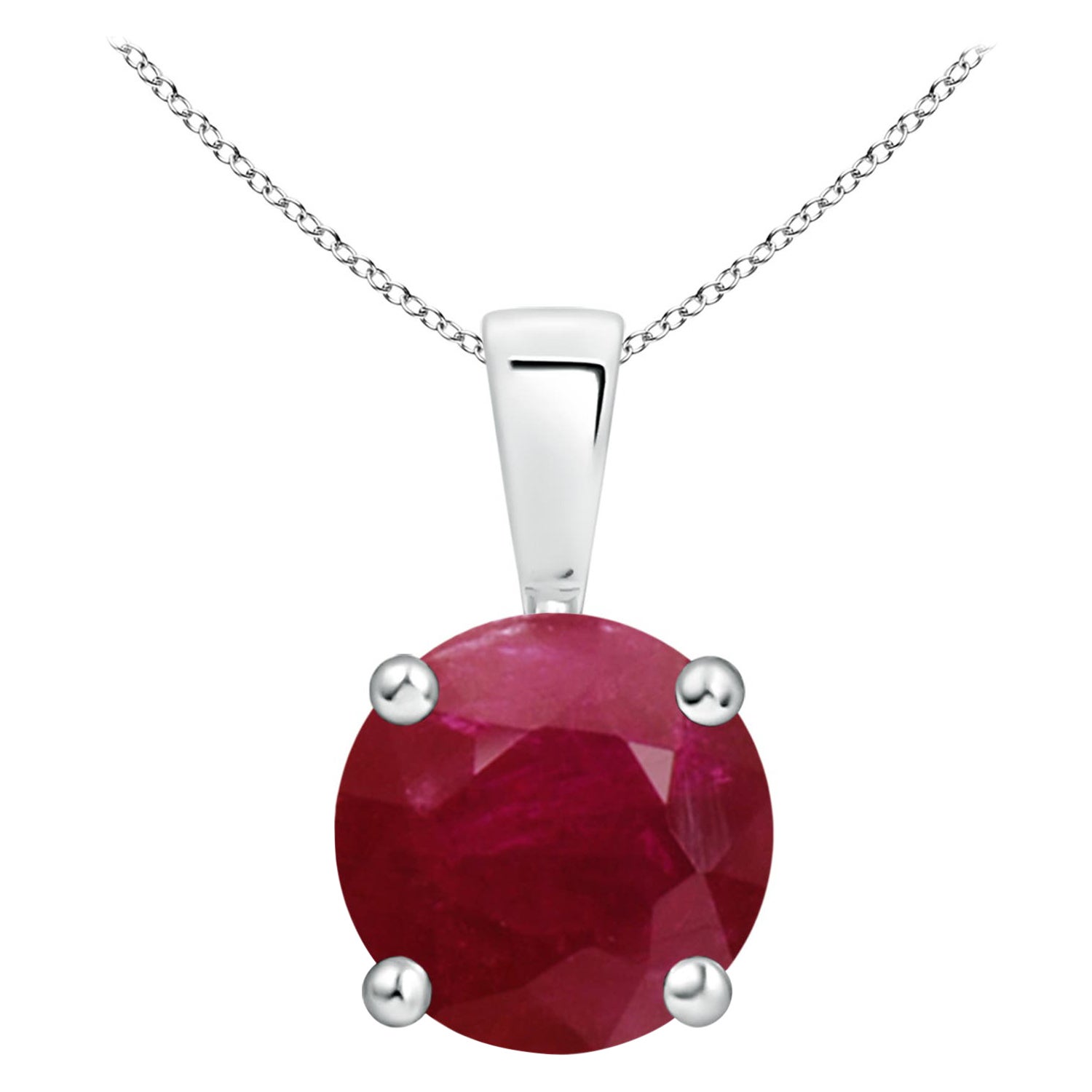 Natural Classic Round 4.5 ct Ruby Solitaire Pendant in Platinum