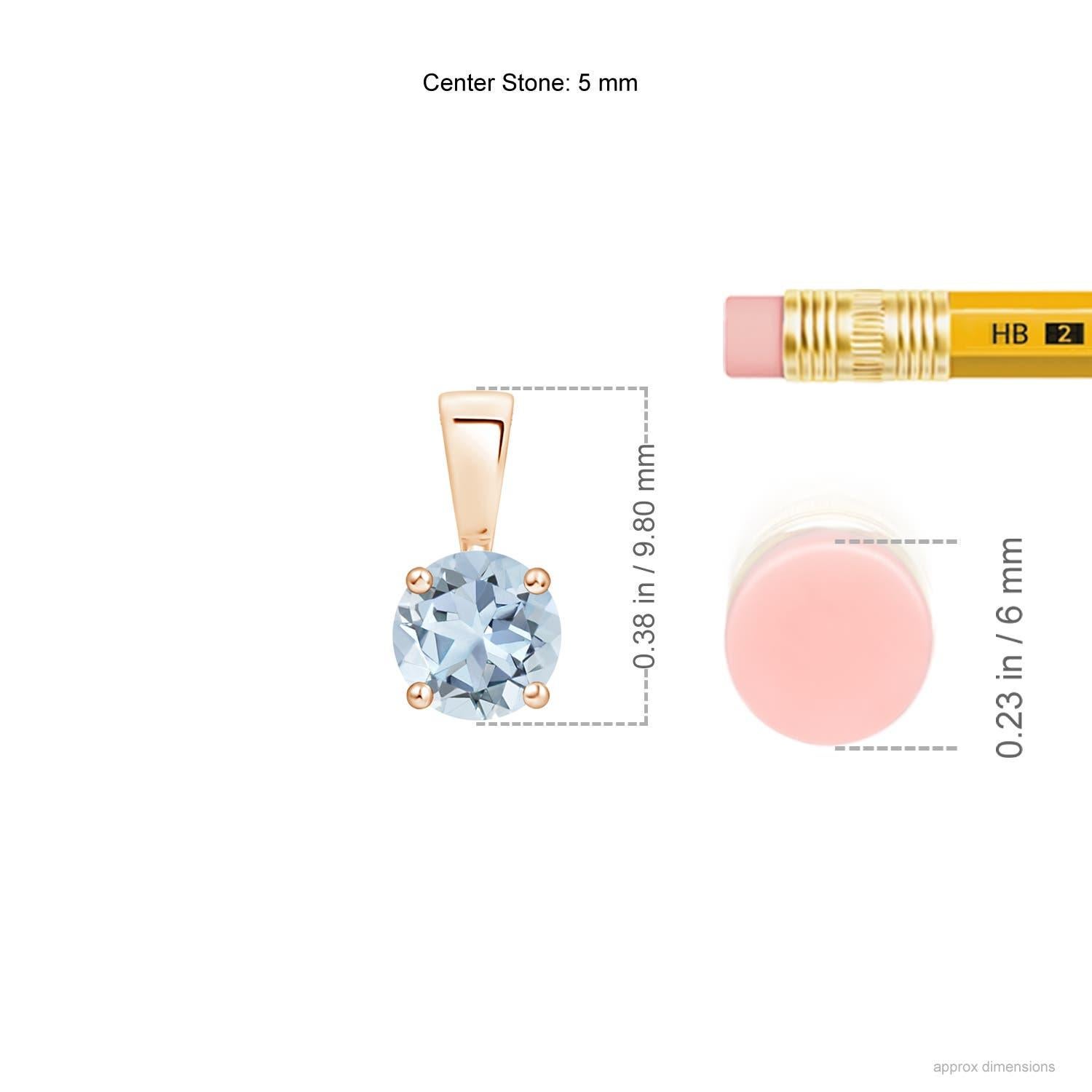 Modern Natural Classic Round Aquamarine Solitaire Pendant in 18K Rose Gold For Sale