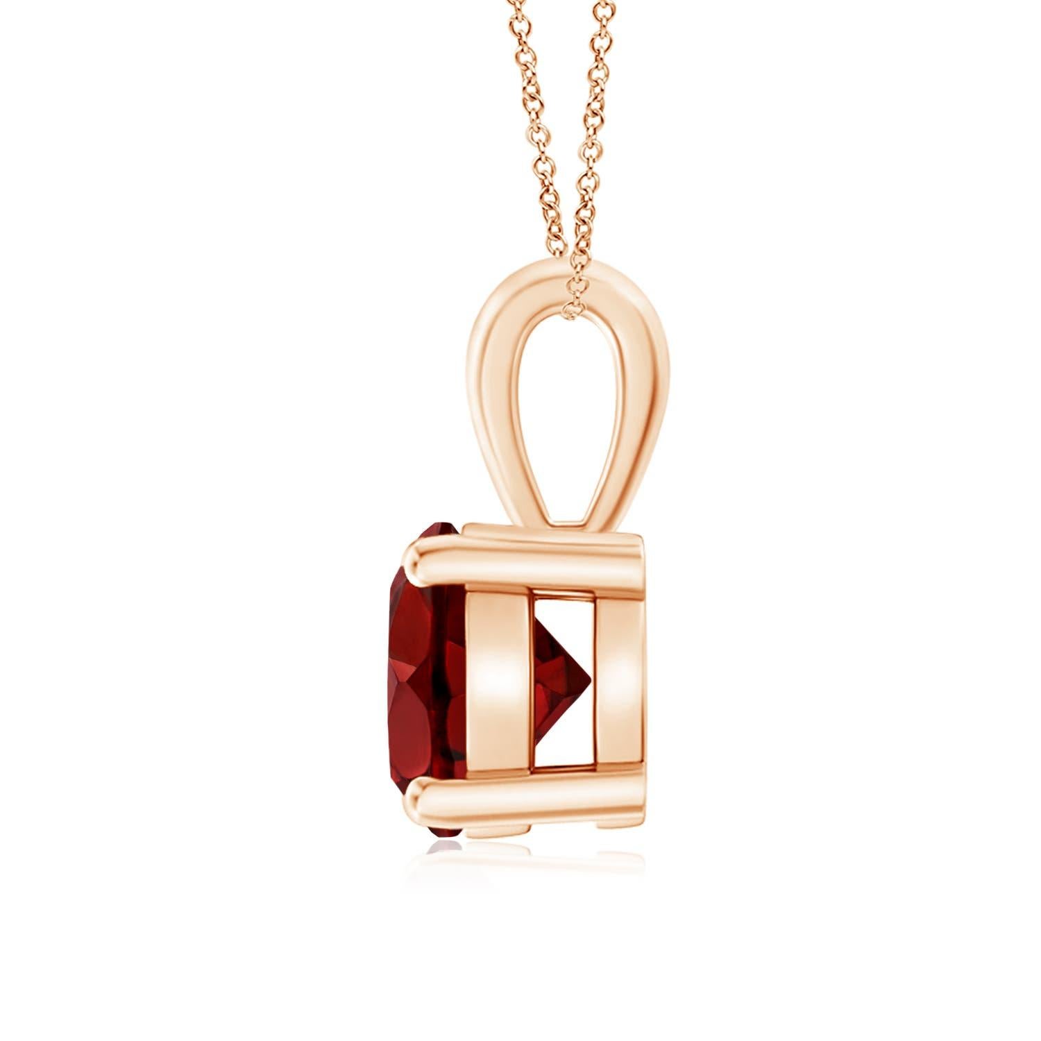 ANGARA Natural Classic Runde 1,50ct Granat Solitär Anhänger in 14K Rose Gold (Rundschliff)