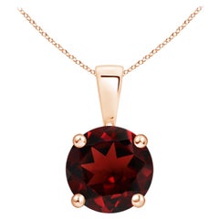 Natural Classic Round Garnet Solitaire Pendant in 14K Rose Gold (Size-8mm)
