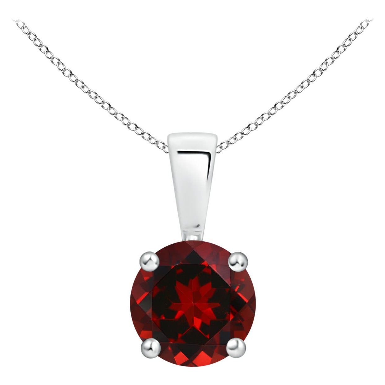 Natural Classic Round Garnet Solitaire Pendant in Platinum (Size-6mm)