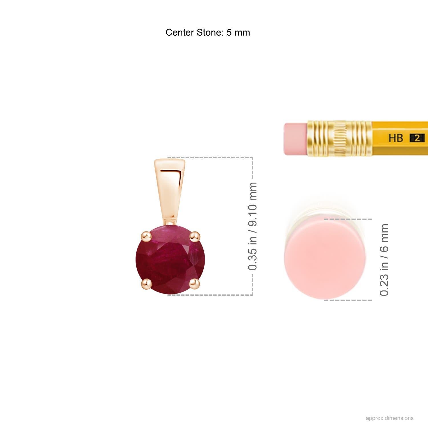 Moderno Ciondolo classico naturale con rubino solitario in oro rosa 14 carati in vendita