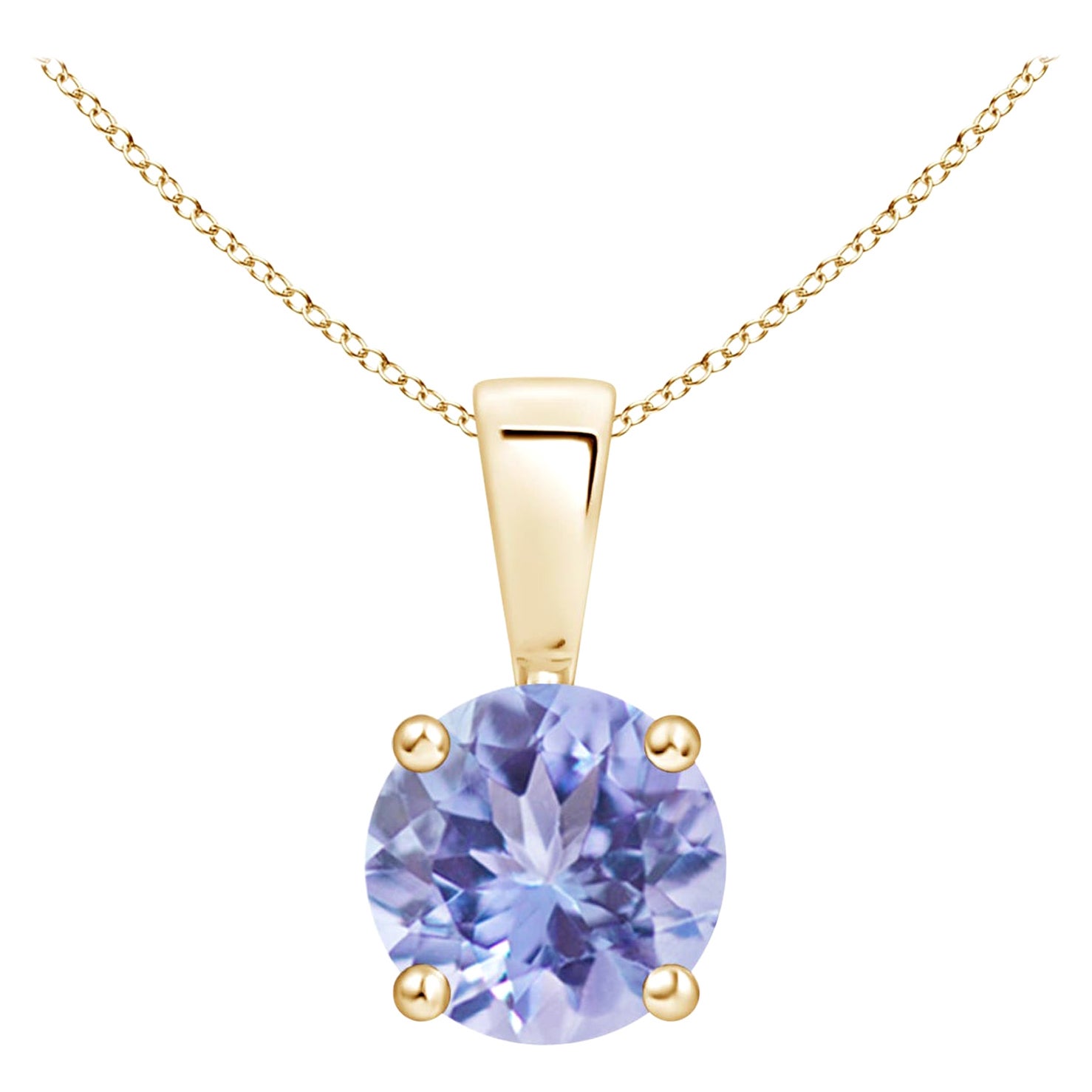 Ciondolo classico naturale con solitario di tanzanite in oro giallo 14 carati